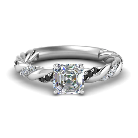 Twisted Vine Asscher Diamond Ring