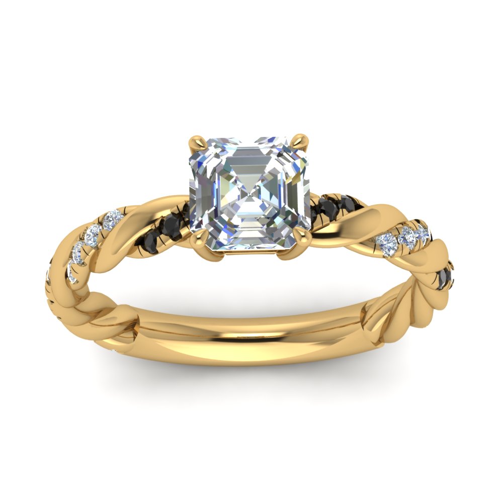 Twisted Vine Asscher Diamond Ring