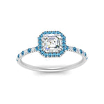 Load image into Gallery viewer, asscher-cut-blue-topaz-halo-petite-engagement-ring-in-white-gold-FD8523ASRGICBLTOANGLE3-NL-WG
