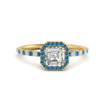 Load image into Gallery viewer, asscher-cut-blue-topaz-halo-petite-engagement-ring-in-yellow-gold-FD8523ASRGICBLTOANGLE3-NL-YG
