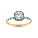 Load image into Gallery viewer, asscher-cut-blue-topaz-halo-petite-engagement-ring-in-yellow-gold-FD8523ASRGICBLTOANGLE3-NL-YG
