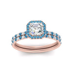 Load image into Gallery viewer, asscher-cut-blue-topaz-halo-wedding-ring-set-in-rose-gold-FD8523ASGICBLTO-NL-RG