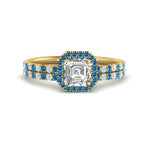 Load image into Gallery viewer, asscher-cut-blue-topaz-halo-wedding-ring-set-in-yellow-gold-FD8523ASGICBLTO-NL-YG