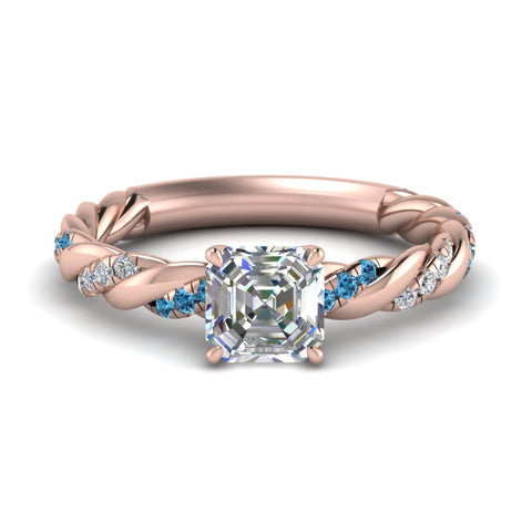 Twisted Vine Asscher Diamond Ring