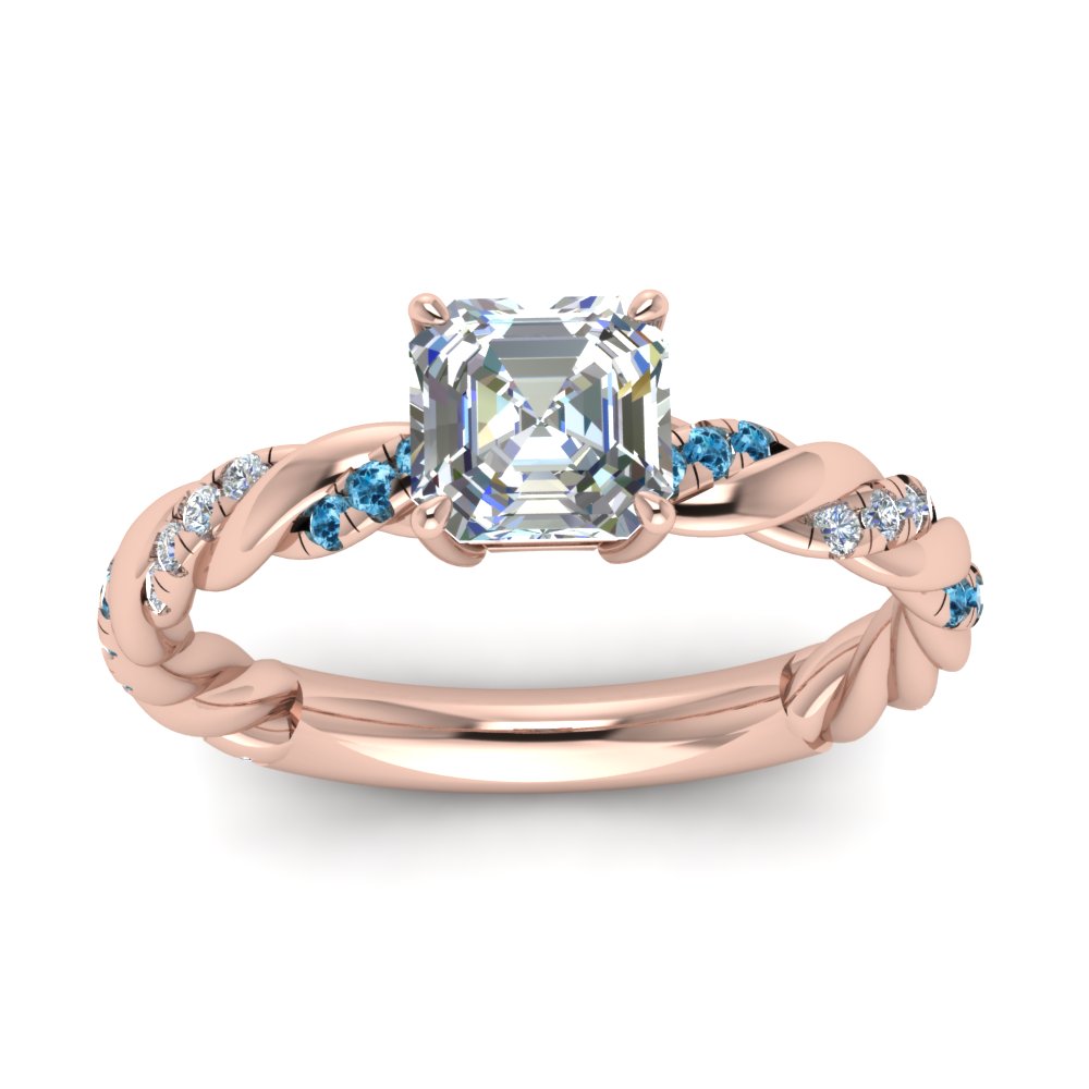 Twisted Vine Asscher Diamond Ring