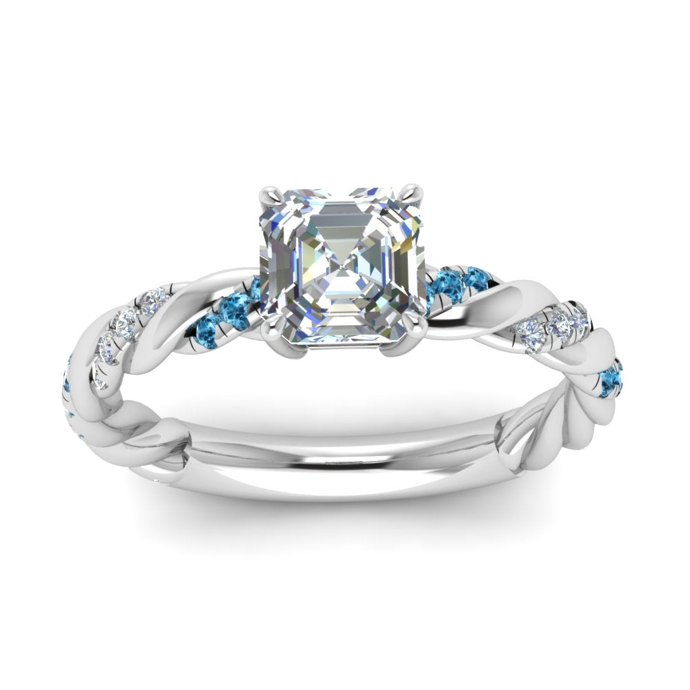 Twisted Vine Asscher Diamond Ring