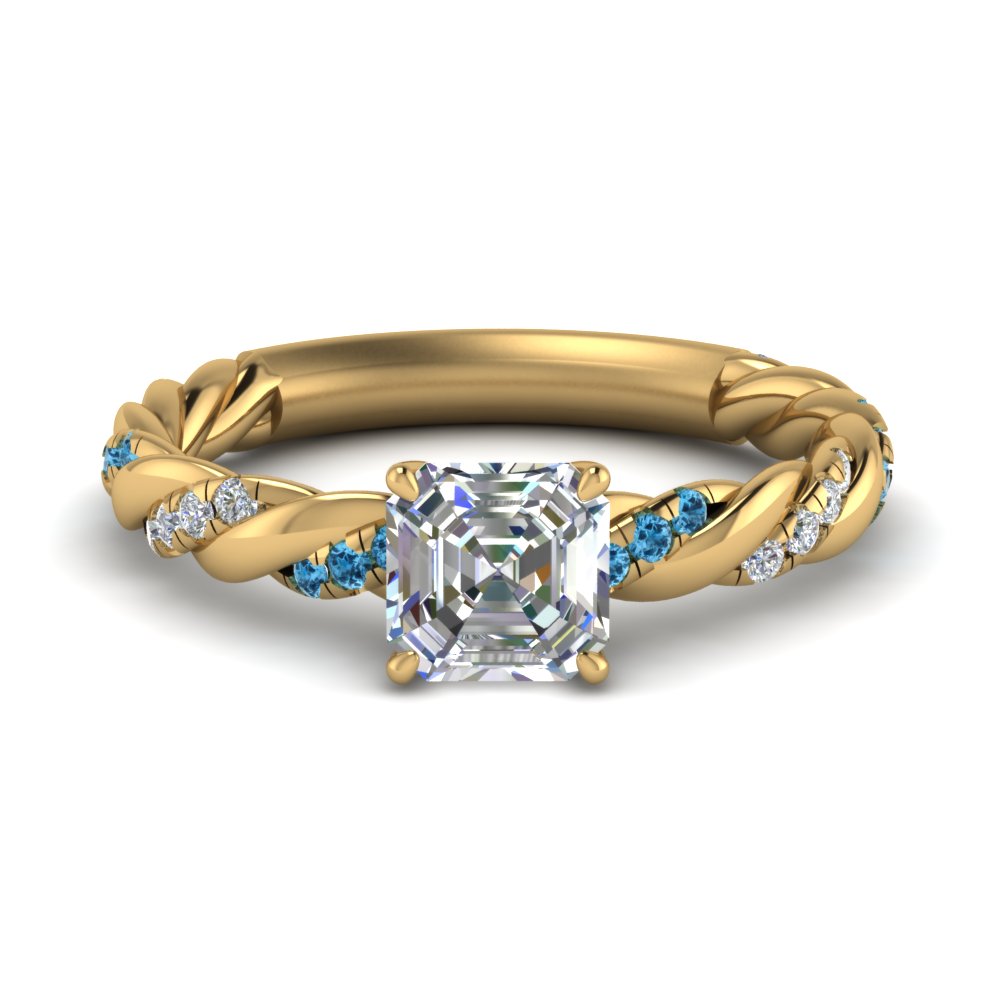 Twisted Vine Asscher Diamond Ring