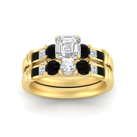 asscher-cut-bridal-ring-set-with-black-diamond-princess-channel-accents-in-yellow-gold-fdens286asgblackangle5-nl-yg.jpg