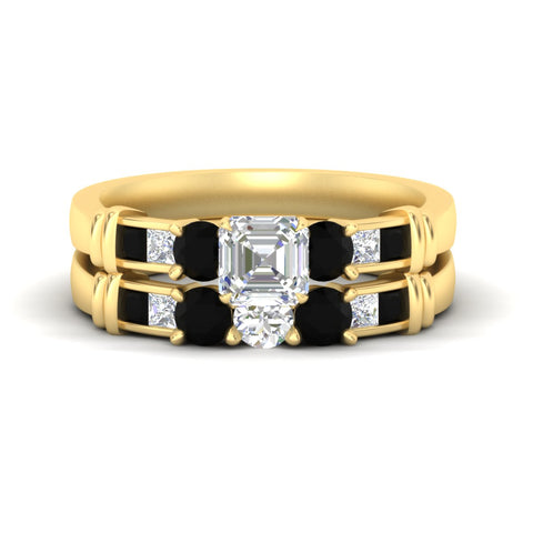 Asscher Cut Channel Set Diamond Wedding Ring