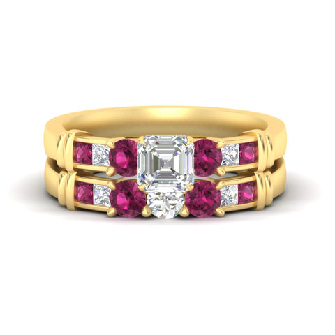 asscher-cut-bridal-ring-set-with-pink-sapphire-princess-channel-accents-in-yellow-gold-fdens286asgsadrpisleep-nl-yg.jpg