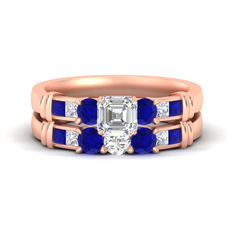 Asscher Cut Channel Set Diamond Wedding Ring