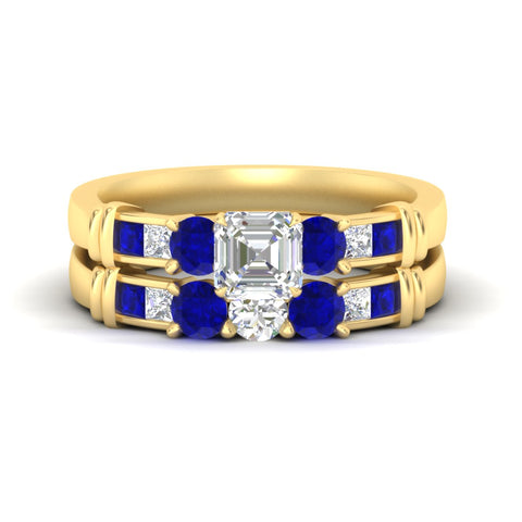 Asscher Cut Channel Set Diamond Wedding Ring