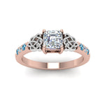 Load image into Gallery viewer, asscher-cut-celtic-diamond-ring-with-blue-topaz-in-14K-rose-gold-FDENS2255ASRGICBLTOANGLE5-NL-RG
