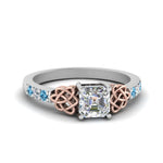 Load image into Gallery viewer, asscher-cut-celtic-diamond-ring-with-blue-topaz-in-14K-white-gold-FDENS2255ASRGICBLTO-NL-WG
