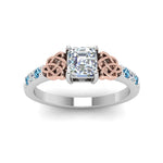 Load image into Gallery viewer, asscher-cut-celtic-diamond-ring-with-blue-topaz-in-14K-white-gold-FDENS2255ASRGICBLTOANGLE5-NL-WG
