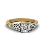 Load image into Gallery viewer, asscher-cut-celtic-diamond-ring-with-blue-topaz-in-14K-yellow-gold-FDENS2255ASRGICBLTO-NL-YG
