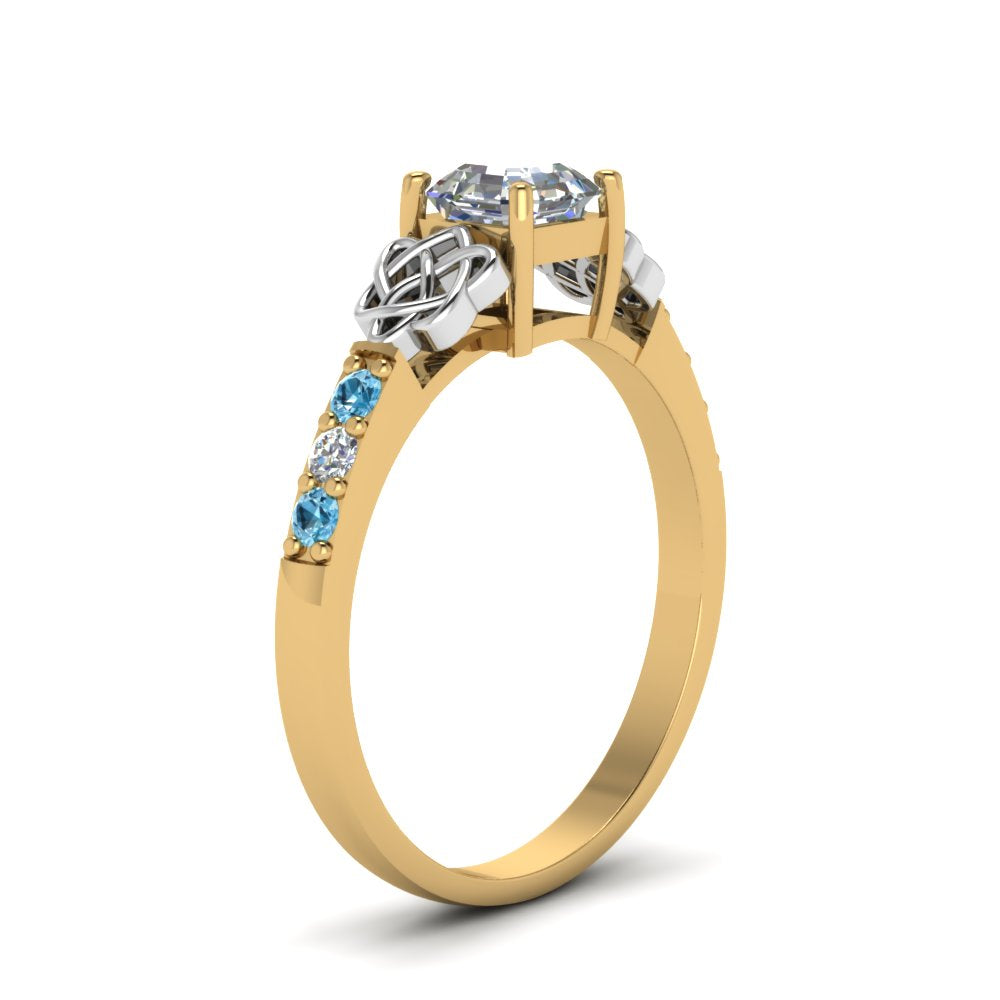 asscher-cut-celtic-diamond-ring-with-blue-topaz-in-14K-yellow-gold-FDENS2255ASRGICBLTOANGLE2-NL-YG