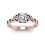 Load image into Gallery viewer, asscher-cut-celtic-diamond-ring-with-emerald-in-14K-rose-gold-FDENS2255ASRGEMGRANGLE5-NL-RG
