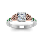 Load image into Gallery viewer, asscher-cut-celtic-diamond-ring-with-emerald-in-14K-white-gold-FDENS2255ASRGEMGRANGLE5-NL-WG
