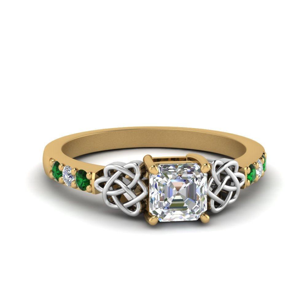 asscher-cut-celtic-diamond-ring-with-emerald-in-14K-yellow-gold-FDENS2255ASRGEMGR-NL-YG