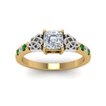 Load image into Gallery viewer, asscher-cut-celtic-diamond-ring-with-emerald-in-14K-yellow-gold-FDENS2255ASRGEMGRANGLE5-NL-YG
