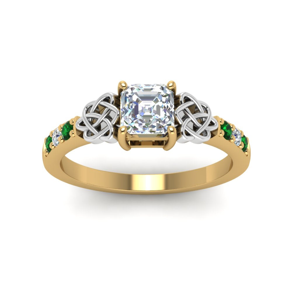 asscher-cut-celtic-diamond-ring-with-emerald-in-14K-yellow-gold-FDENS2255ASRGEMGRANGLE5-NL-YG