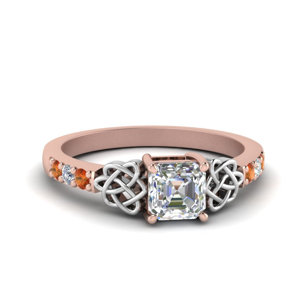 asscher-cut-celtic-diamond-ring-with-orange-sapphire-in-14K-rose-gold-FDENS2255ASRGSAOR-NL-RG