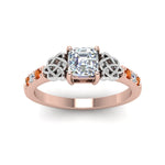 Load image into Gallery viewer, asscher-cut-celtic-diamond-ring-with-orange-sapphire-in-14K-rose-gold-FDENS2255ASRGSAORANGLE5-NL-RG
