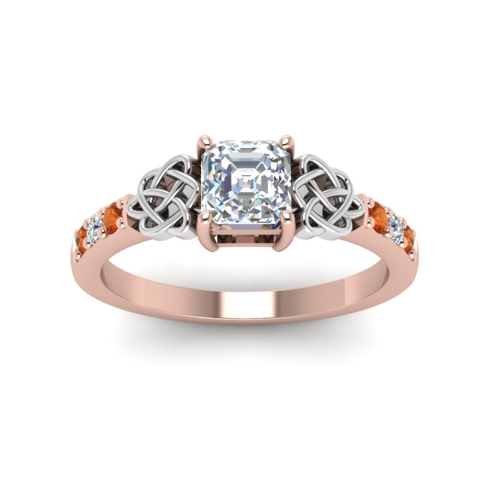 asscher-cut-celtic-diamond-ring-with-orange-sapphire-in-14K-rose-gold-FDENS2255ASRGSAORANGLE5-NL-RG