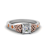 Load image into Gallery viewer, asscher-cut-celtic-diamond-ring-with-orange-sapphire-in-14K-white-gold-FDENS2255ASRGSAOR-NL-WG

