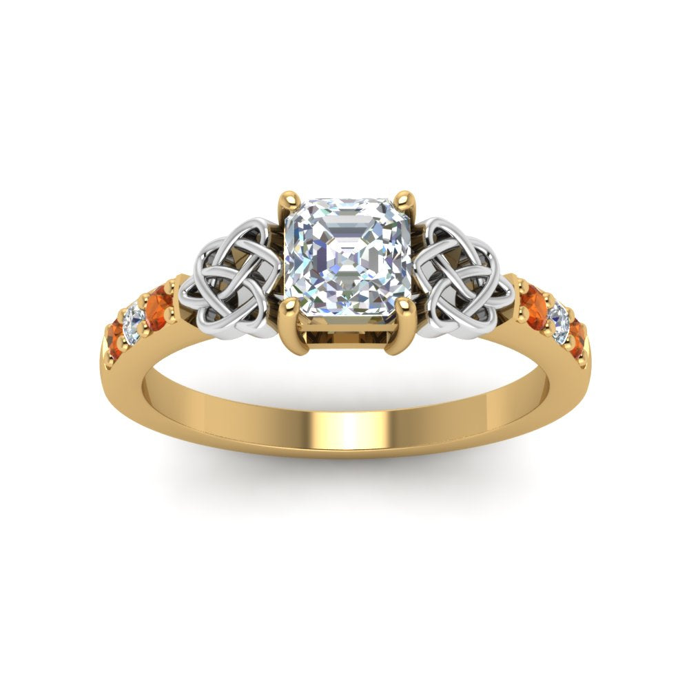 asscher-cut-celtic-diamond-ring-with-orange-sapphire-in-14K-yellow-gold-FDENS2255ASRGSAORANGLE5-NL-YG