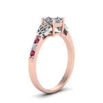Load image into Gallery viewer, asscher-cut-celtic-diamond-ring-with-pink-sapphire-in-14K-rose-gold-FDENS2255ASRGSADRPIANGLE2-NL-RG
