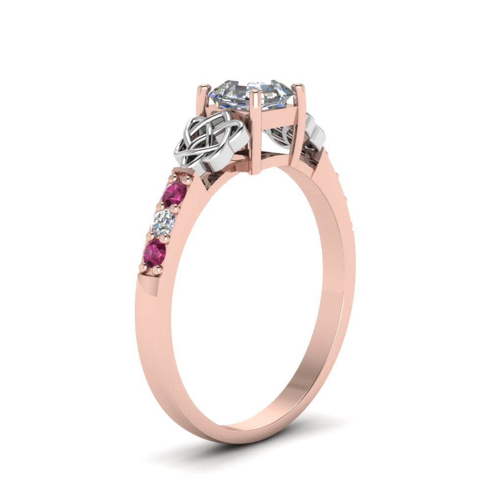 asscher-cut-celtic-diamond-ring-with-pink-sapphire-in-14K-rose-gold-FDENS2255ASRGSADRPIANGLE2-NL-RG
