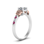 Load image into Gallery viewer, asscher-cut-celtic-diamond-ring-with-pink-sapphire-in-14K-white-gold-FDENS2255ASRGSADRPIANGLE2-NL-WG
