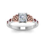Load image into Gallery viewer, asscher-cut-celtic-diamond-ring-with-ruby-in-14K-white-gold-FDENS2255ASRGRUDRANGLE5-NL-WG
