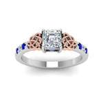Load image into Gallery viewer, asscher-cut-celtic-diamond-ring-with-sapphire-in-14K-white-gold-FDENS2255ASRGSABLANGLE5-NL-WG

