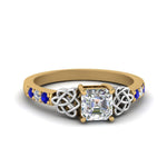 Load image into Gallery viewer, asscher-cut-celtic-diamond-ring-with-sapphire-in-14K-yellow-gold-FDENS2255ASRGSABL-NL-YG
