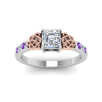 Load image into Gallery viewer, asscher-cut-celtic-diamond-ring-with-violac-topaz-in-14K-white-gold-FDENS2255ASRGVITOANGLE5-NL-WG
