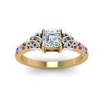 Load image into Gallery viewer, asscher-cut-celtic-diamond-ring-with-violac-topaz-in-14K-yellow-gold-FDENS2255ASRGVITOANGLE5-NL-YG
