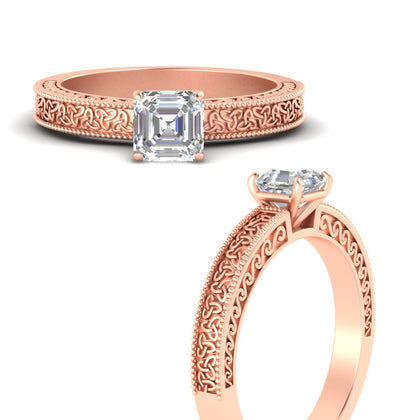 Celtic Engraved Solitaire Engagement Ring