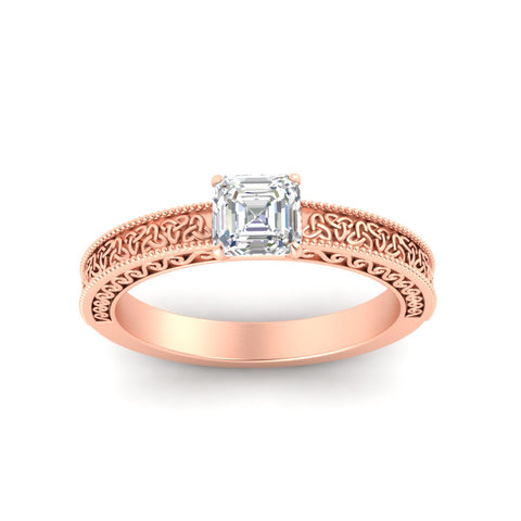 Celtic Engraved Solitaire Engagement Ring