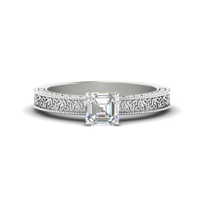 Celtic Engraved Solitaire Engagement Ring