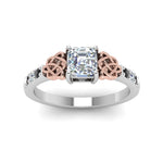 Load image into Gallery viewer, asscher-cut-celtic-ring-with-black-diamond-in-14K-white-gold-FDENS2255ASRGBLACKANGLE5-NL-WG
