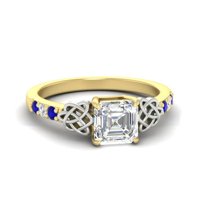 Asscher Cut Celtic Two Tone Lab Grown Engagement Ring