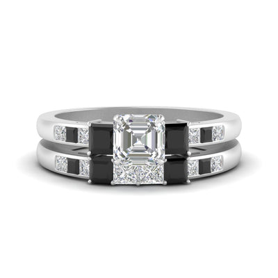 3 Stone Channel Accent Wedding Set