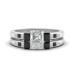 Load image into Gallery viewer, asscher-cut-channel-three-stone-diamond-engagement-ring-with-black-diamond-in-white-gold-FDENS205ASGBLACK-NL-WG.jpg
