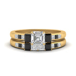 Load image into Gallery viewer, asscher-cut-channel-three-stone-diamond-engagement-ring-with-black-diamond-in-yellow-gold-FDENS205ASGBLACK-NL-YG.jpg
