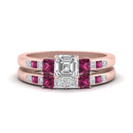 Load image into Gallery viewer, asscher-cut-channel-three-stone-diamond-engagement-ring-with-pink-sapphire-in-rose-gold-FDENS205ASGSADRPI-NL-RG.jpg
