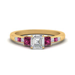 Load image into Gallery viewer, asscher-cut-channel-three-stone-diamond-engagement-ring-with-pink-sapphire-in-yellow-gold-FDENS205ASRGSADRPI-NL-YG.jpg
