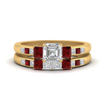 Load image into Gallery viewer, asscher-cut-channel-three-stone-diamond-engagement-ring-with-ruby-in-yellow-gold-FDENS205ASGRUDR-NL-YG.jpg
